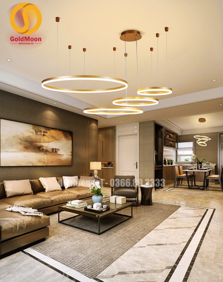Đ&egrave;n thả 3 v&ograve;ng led, kiểu thi&ecirc;n h&agrave; 33042