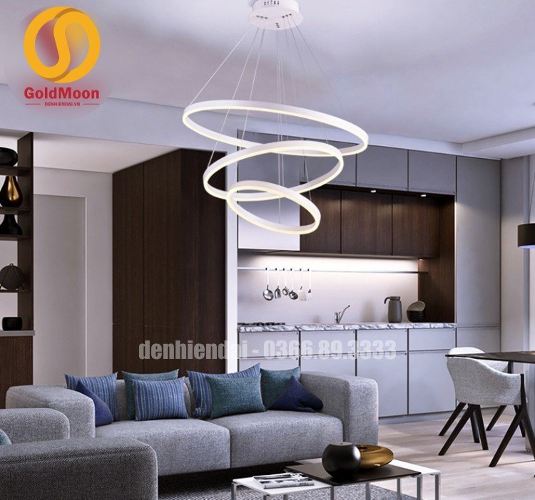 Đ&egrave;n thả 3 v&ograve;ng led, kiểu thi&ecirc;n h&agrave; 33042