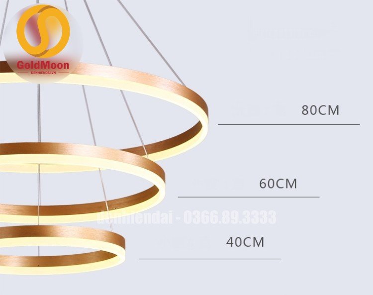Đ&egrave;n thả 3 v&ograve;ng led, kiểu thi&ecirc;n h&agrave; 33042
