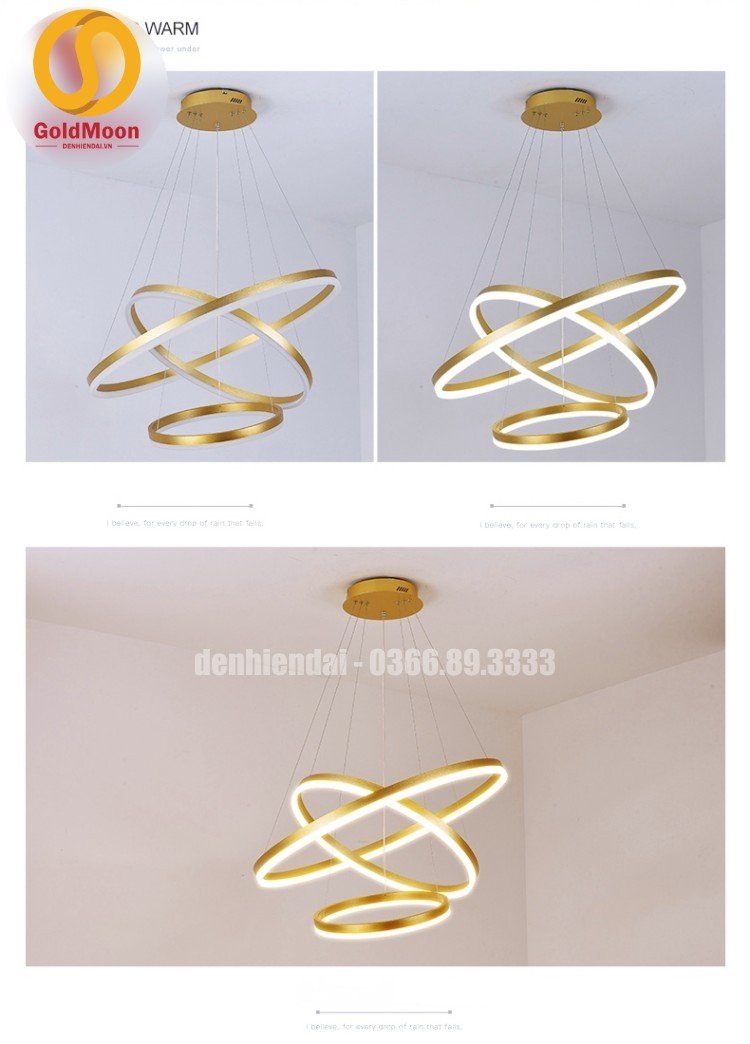Đ&egrave;n thả 3 v&ograve;ng led, kiểu thi&ecirc;n h&agrave; 33042
