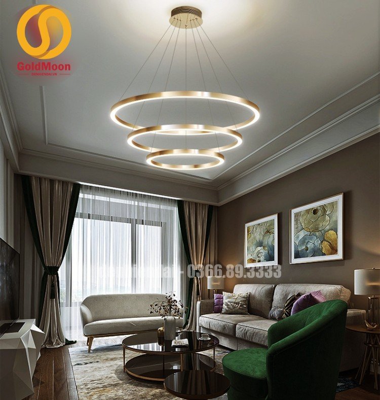 Đ&egrave;n thả 3 v&ograve;ng led, kiểu thi&ecirc;n h&agrave; 3306
