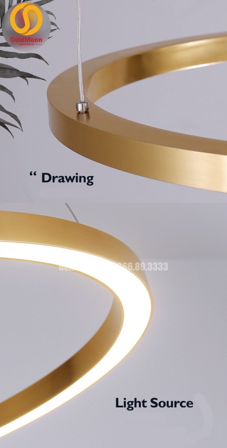 Đ&egrave;n thả 3 v&ograve;ng led, kiểu thi&ecirc;n h&agrave; 3306