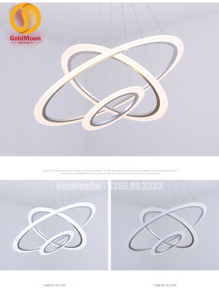 Đ&egrave;n thả 3 v&ograve;ng led, kiểu thi&ecirc;n h&agrave; 3310