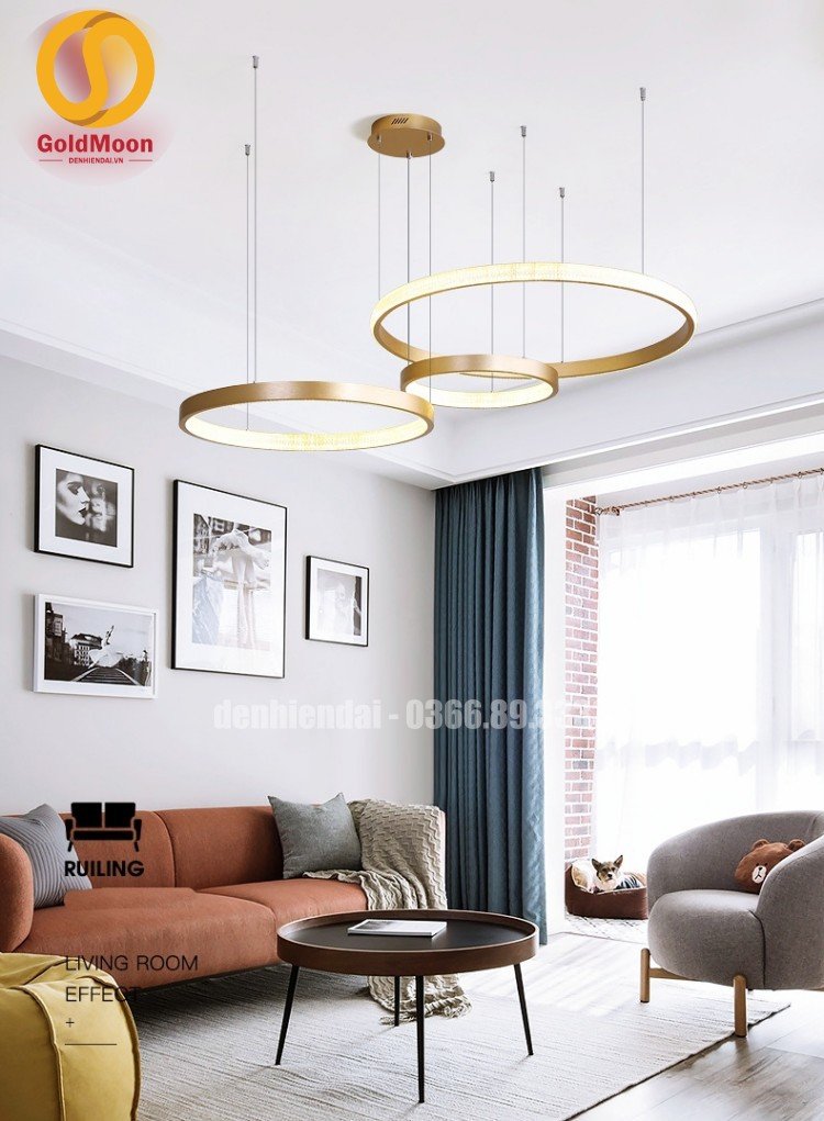 Đ&egrave;n thả 3 v&ograve;ng led, kiểu thi&ecirc;n h&agrave; 3311