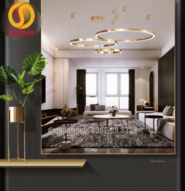 Đ&egrave;n thả 3 v&ograve;ng led, kiểu thi&ecirc;n h&agrave; 3312
