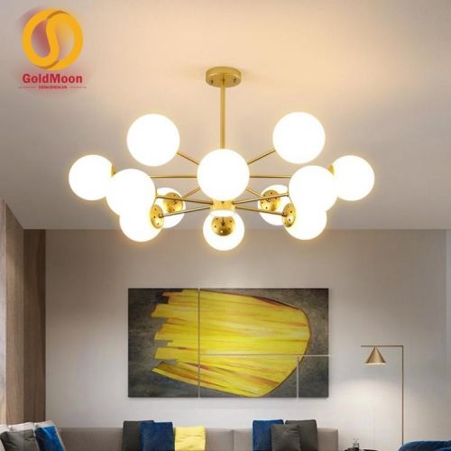 Đèn thả, đèn chùm phòng khách hiện đại, đèn thả bàn ăn 12 bóng khung vàng 33401-12V