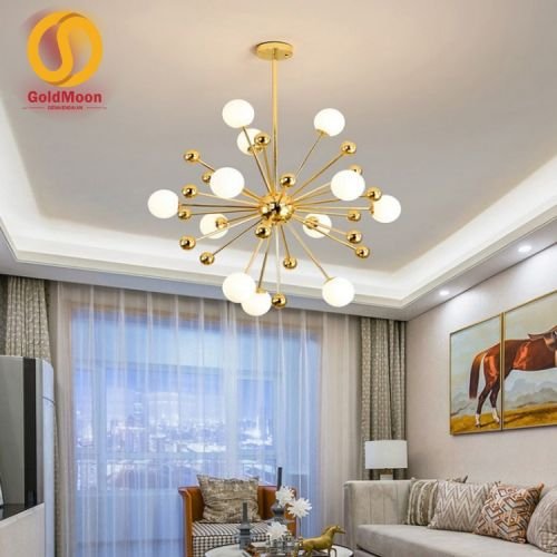 Đ&egrave;n thả, đ&egrave;n ch&ugrave;m ph&ograve;ng kh&aacute;ch hiện đại 12 b&oacute;ng khung v&agrave;ng 33404