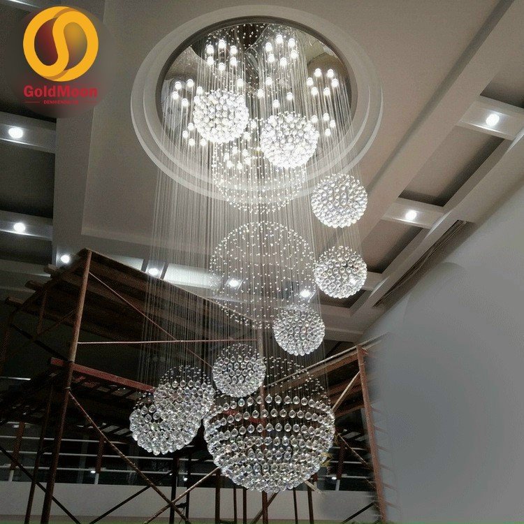 Đèn thả thông tầng pha lê, đèn thả cầu thang, đèn thông tầng biệt thự cao cấp, sang trọng 3966