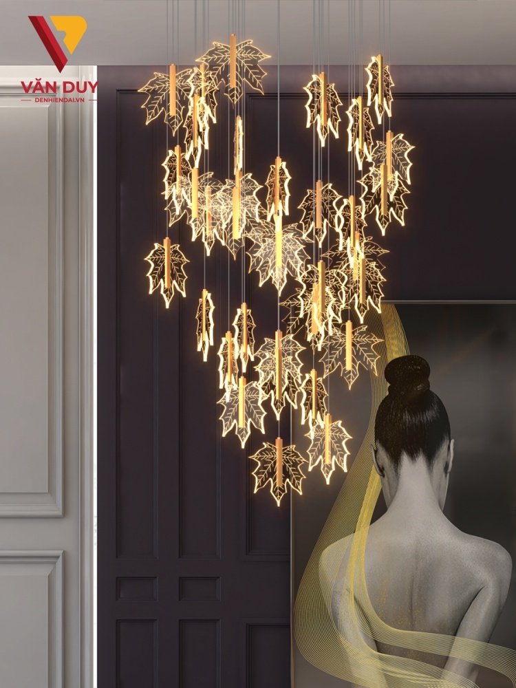 Tổng hợp 5 mẫu đ&egrave;n thả th&ocirc;ng tầng cầu thang Hot nhất năm